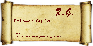Reisman Gyula névjegykártya